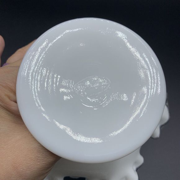 Vintage Fenton Silver Crest Milk Glass Ruffled Pedestal Compote Candy Dish Bowl - Picture 9 of 9